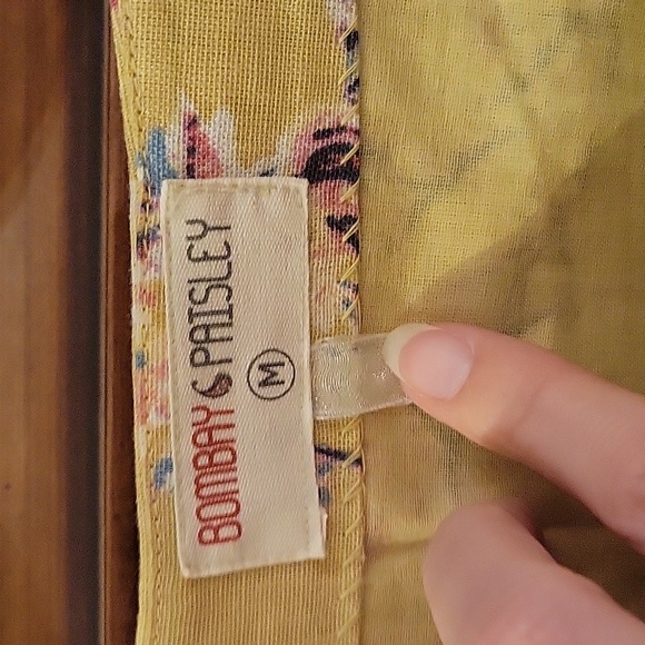 BOMBAY PAISLEY | Green Cotton & Linen Dress with Floral Print and Birds - size M - Picture 9 of 11